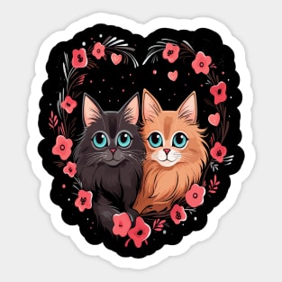 Somali Cat Couple Valentine Sticker